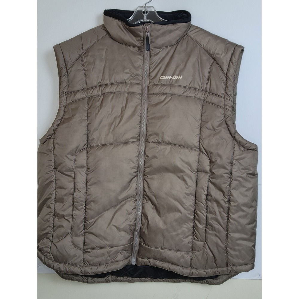 Can-Am‎ BRP Mens Taupe Brown Ripstop Insulated Puffer Vest 286287 2XL New No Tag